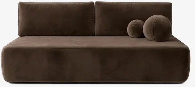 Sofa z Funkcją Spania ARVETO Brązowa Welurowa Nowoczesna