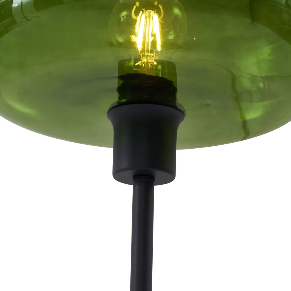 Retro Lampa Stołowa Czarna z Zielonym Szkłem - Bizle Retro Oswietlenie wewnetrzne