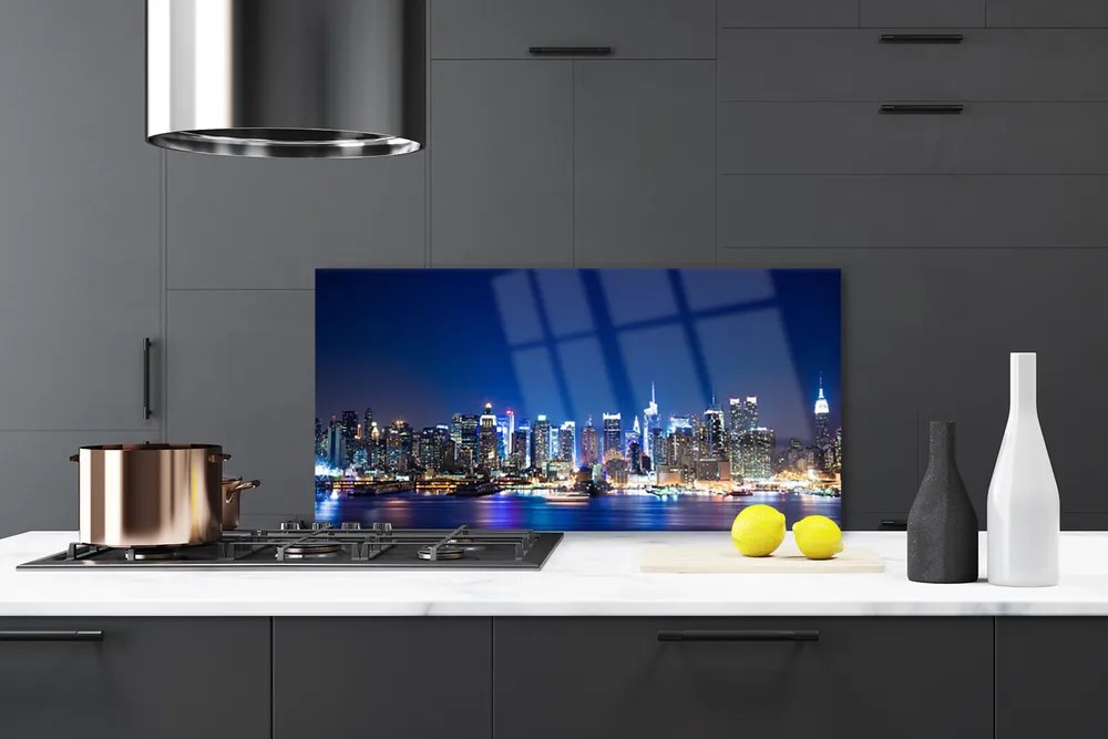 Panel Szklany do Kuchni Wieczorne Światła Miasta