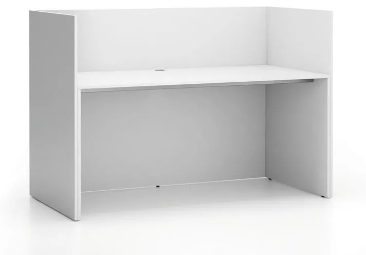 Zestaw mebli biurowych single z parawanem SEGMENT, prosty, biały/biały