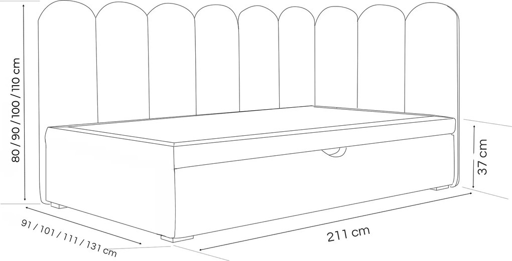 Łóżko dziecięco-młodzieżowe JANE z dodatkową powierzchnią spania - 100x200