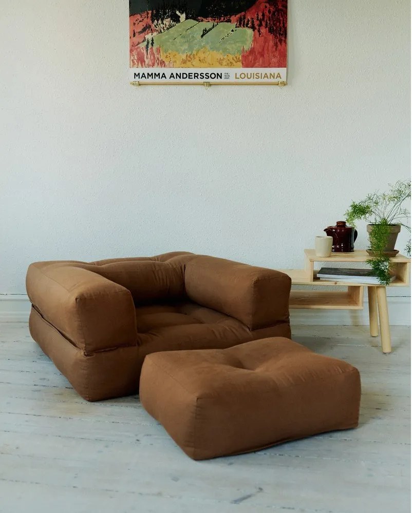 Rozkładany fotel z zielonym obiciem Karup Design Cube Olive Green