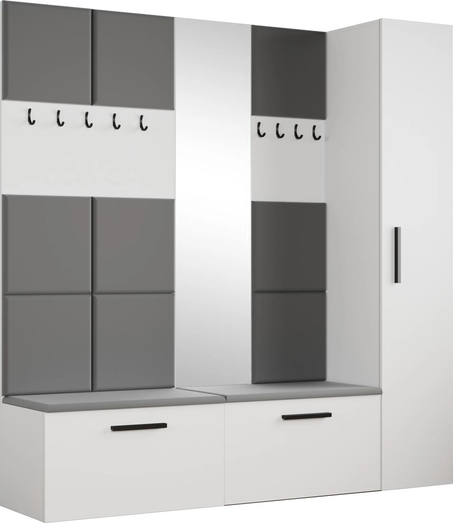 Masseno Garderoba MODULO 201,2/204/40 cm do Przedpokoju Nowoczesna Biała