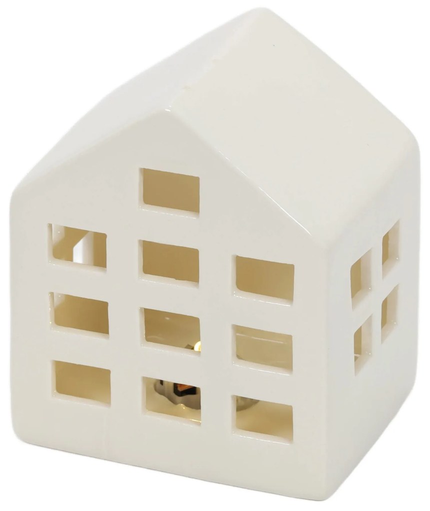Ceramiczne domki LED SCANDI, 3 ozdoby świetlne