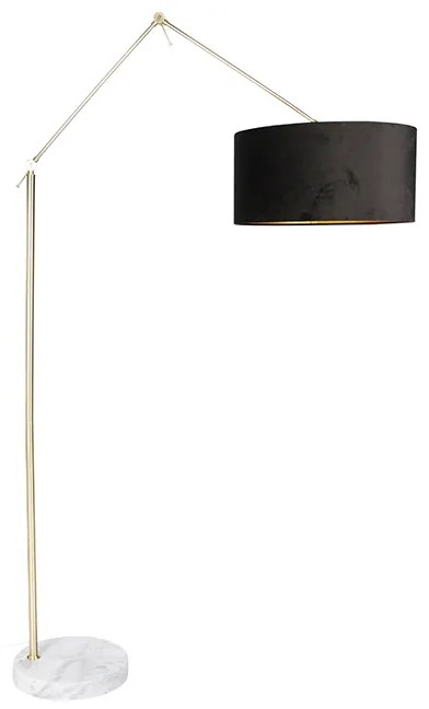 Nowoczesna lampa podłogowa ze złotym aksamitnym abażurem, czarna, 50 cm - Editor Nowoczesny Oswietlenie wewnetrzne