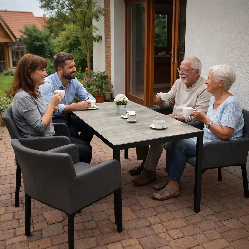 Doppler BERGAMO TOMBOLO antracyt/beżowy zestaw mebli ogrodowych 4+1