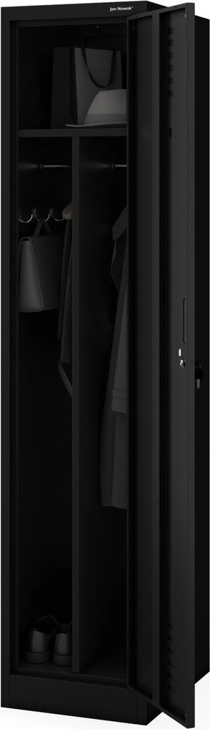 Szafka pracownicza ubraniowa dwukomorowa czarna, 400x1800x500 mm: KACPER 1 Plus