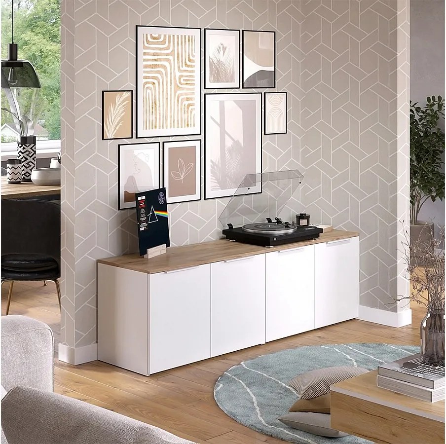 Ściana w salonie biały/sonoma 80x40x50 wido