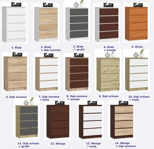 Wąska komoda na przybory biurowe olcha N6-T34