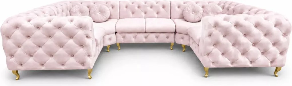 Luksusowy narożnik Chesterfield Moet U z ergonomicznym siedziskiem