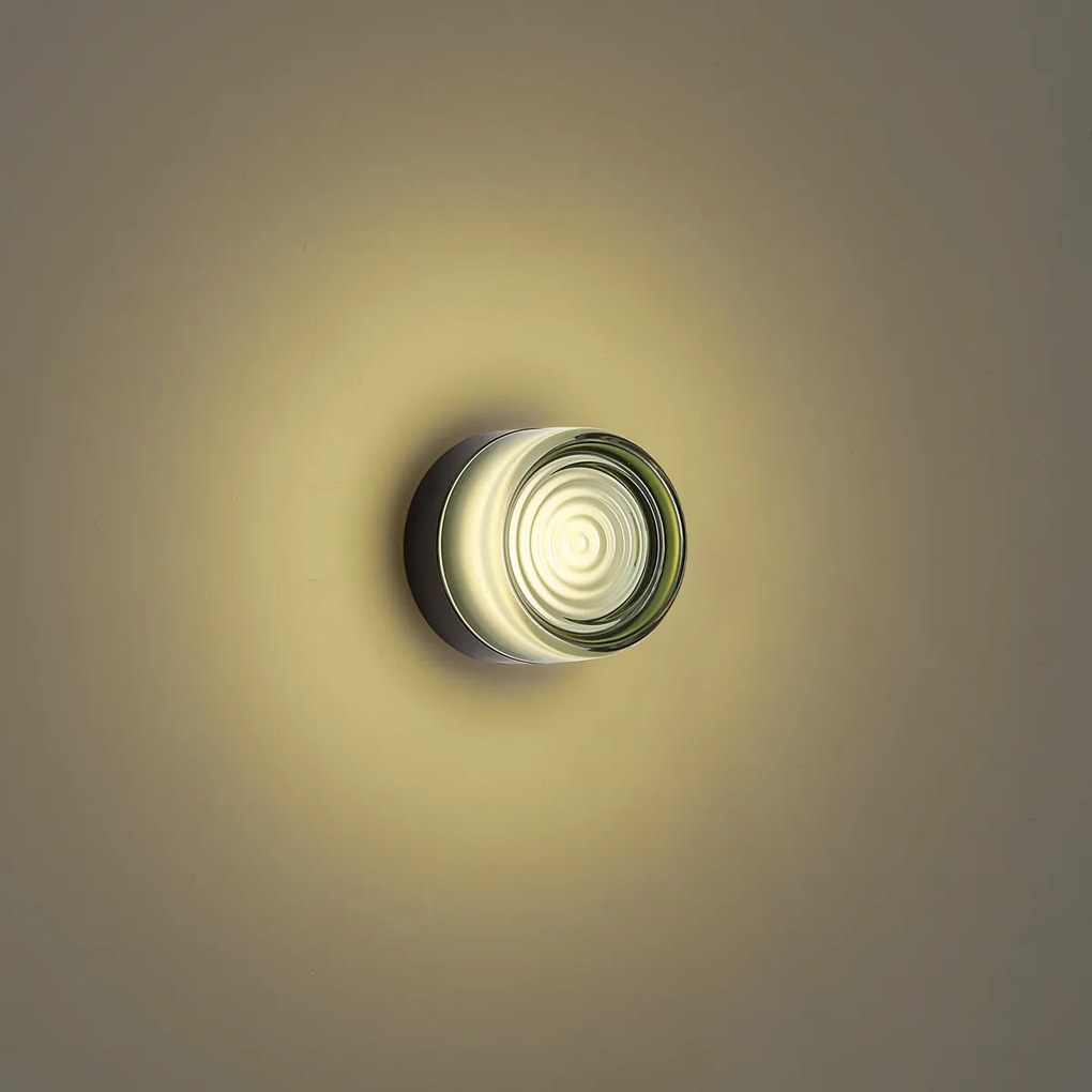 Designerski kinkiet czarny ze szkłem jasnozielonym IP44 - Michele