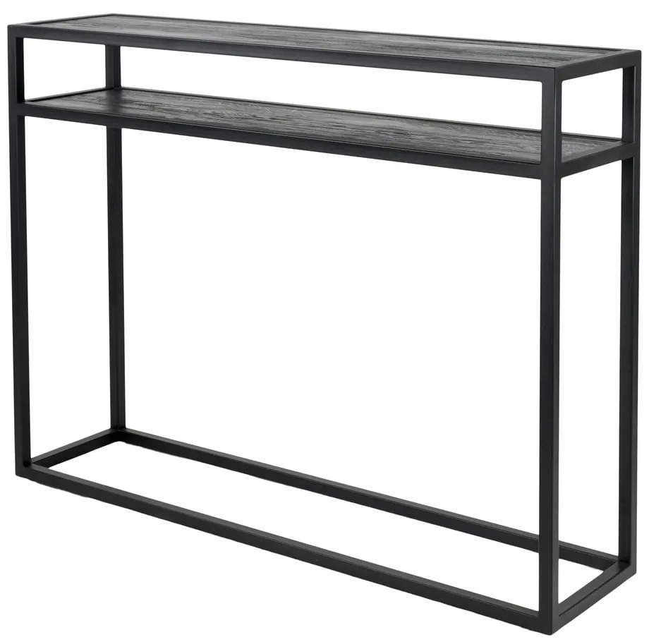 Czarna konsola z blatem z drewna dębowego 30x120 cm Daniël – Spinder Design