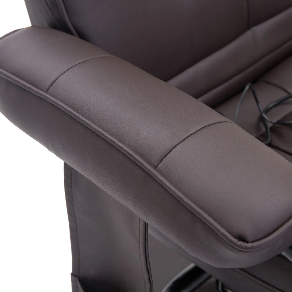 HOMCOM Fotel do Masażu Relax z Podnóżkiem 10 Punktów Wibracji Elegancki Brązowy | Aosom PL