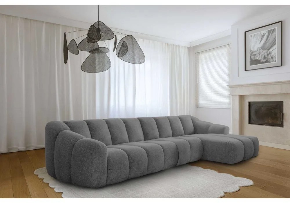 Szary narożnik (prawostronny/z szezlongiem) Shell – Miuform