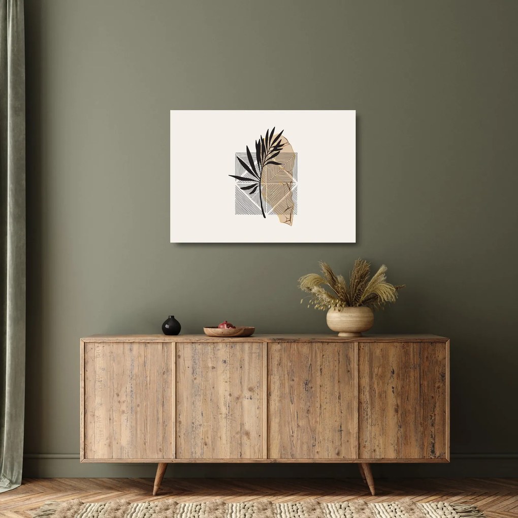 Obraz na szkle - Abstrakcja z tropikalnymi liśćmi N⁰1 (70x50 cm)