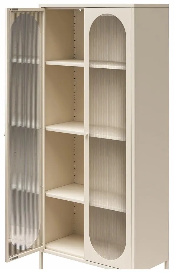 Kremowa metalowa witryna 80x186x40 cm Luna – Støraa