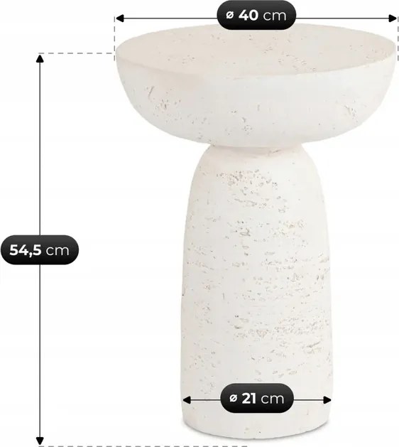 Stolik Kawowy HENRICO 40 cm Krem/Beż Nowoczesny