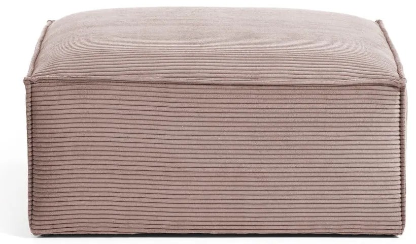 Różowy sztruksowy podnóżek Kave Home Blok