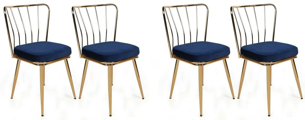 Zestaw krzeseł do jadalni Yildiz Dark Blue, 4 szt.