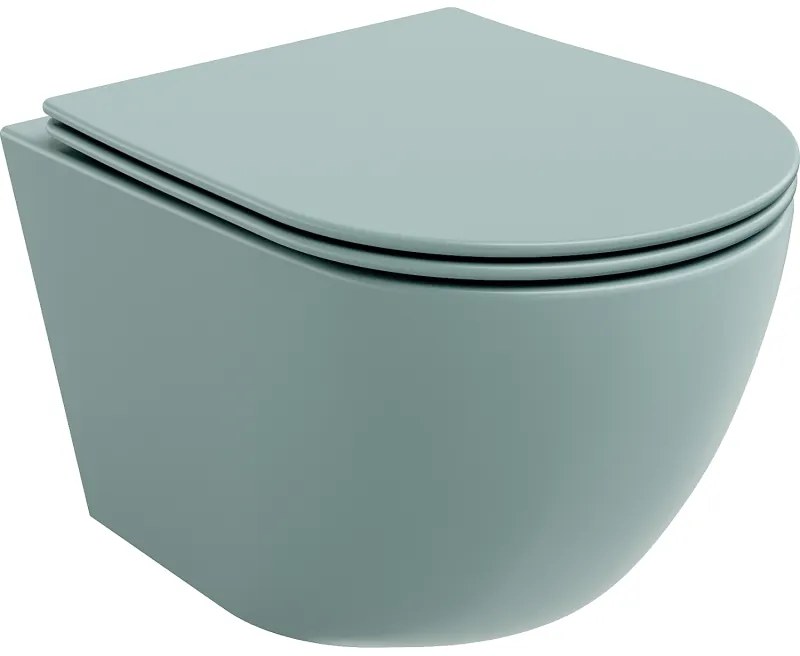 Mexen Lena miska wc Rimless z deską wolnoopadającą slim, duroplast, zielona jasna mat - 30224048