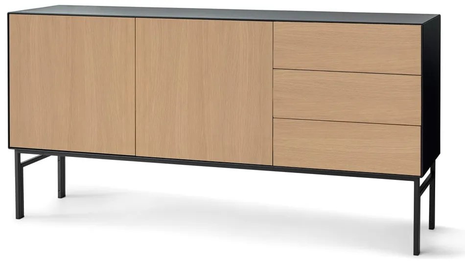 Czarna komoda z drzwiczkami w dekorze dębu Edge by Hammel