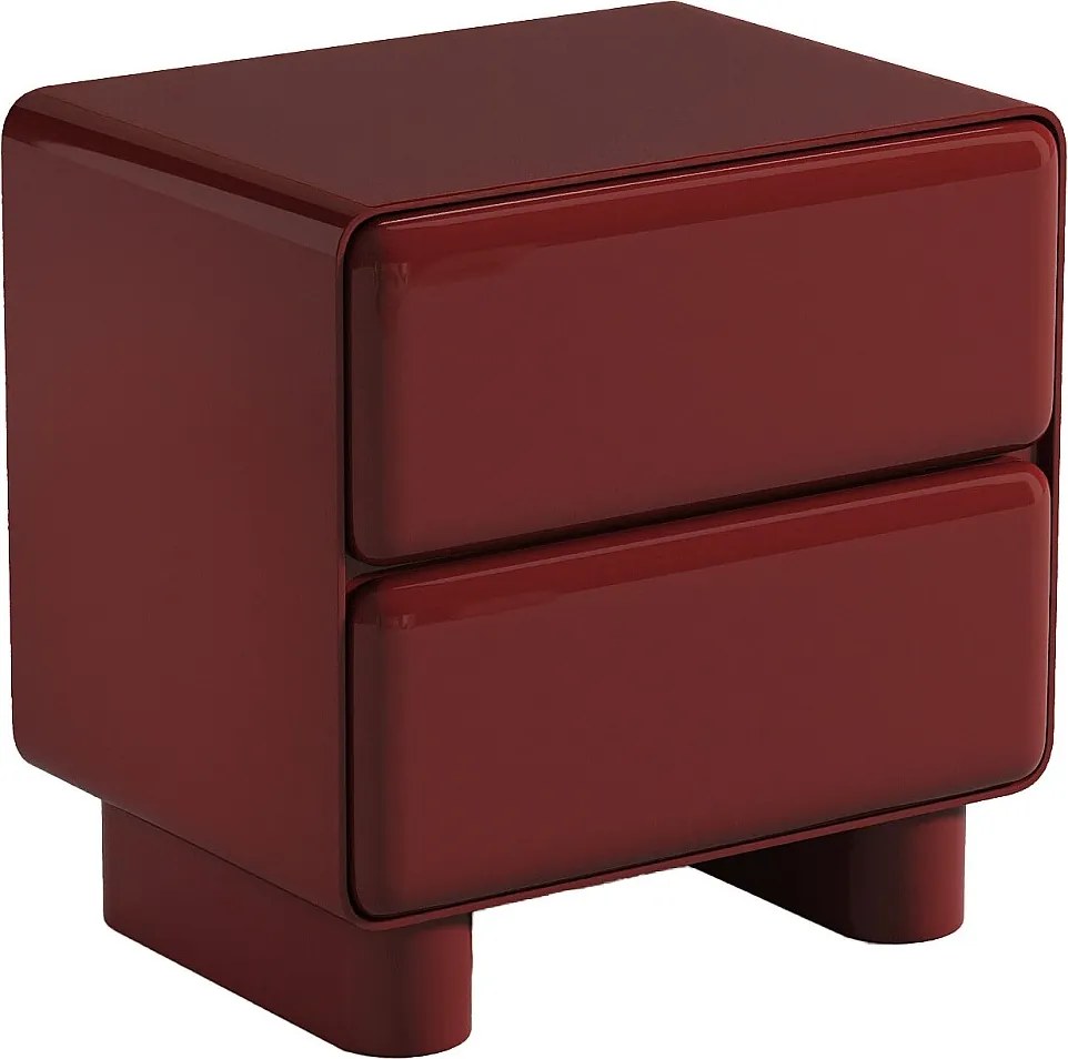 Szafka nocna z 2 szufladami – MDF – Lakierowany Bordowy - AUNELA