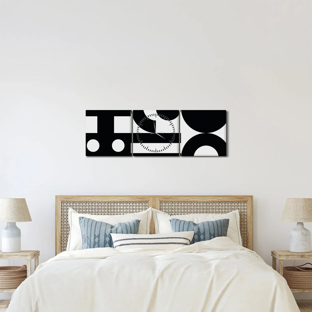 Obraz - Abstrakcja geometryczna N⁰3 (z zegarem) (90x30 cm)