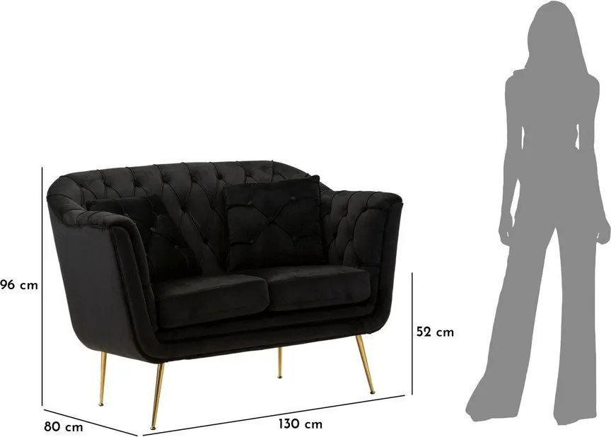 Czarna aksamitna sofa 130 cm Budapest – Mauro Ferretti