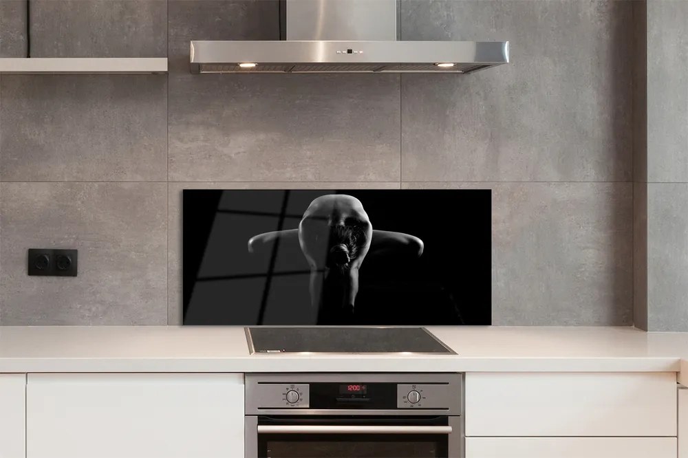 Panel szklany do Kuchni Czarno-Biały Portret Kobiety