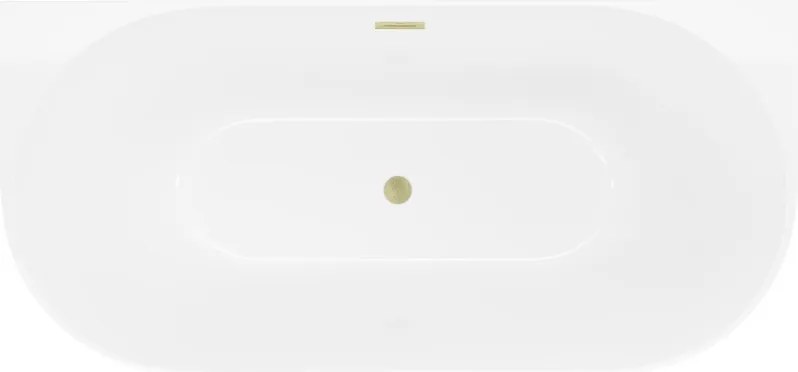 Mexen Oval Slim wanna wolnostojąca przyścienna 170 x 80 cm, biała, przelew złoty szczotkowany - 52661708000-55