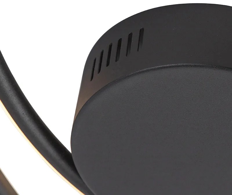 Designerska lampa sufitowa czarna z wbudowaną diodą LED o 3 stopniach ściemniania - RowanDesignerski Oswietlenie wewnetrzne