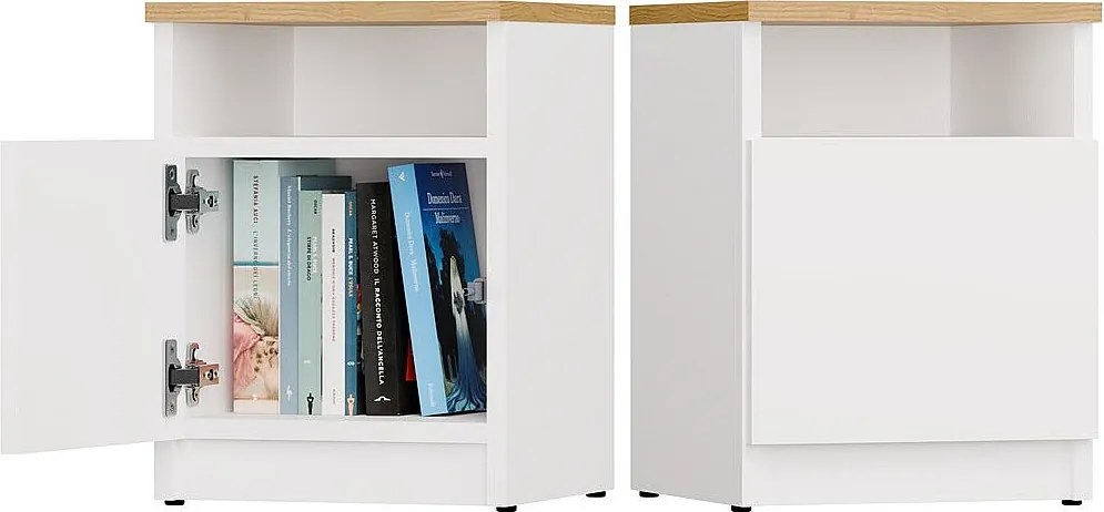 Szafka Nocna GALAX 30 1D |Biel/Dąb Artisan | 30x30x40 cm | Szafka/Stolik Nocny