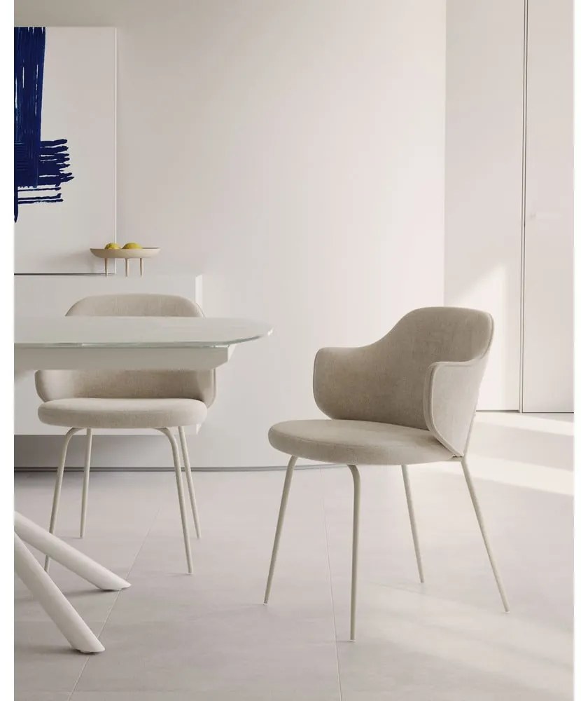 Biały rozkładany stół ze szklanym blatem 100x130 cm Yodalia – Kave Home