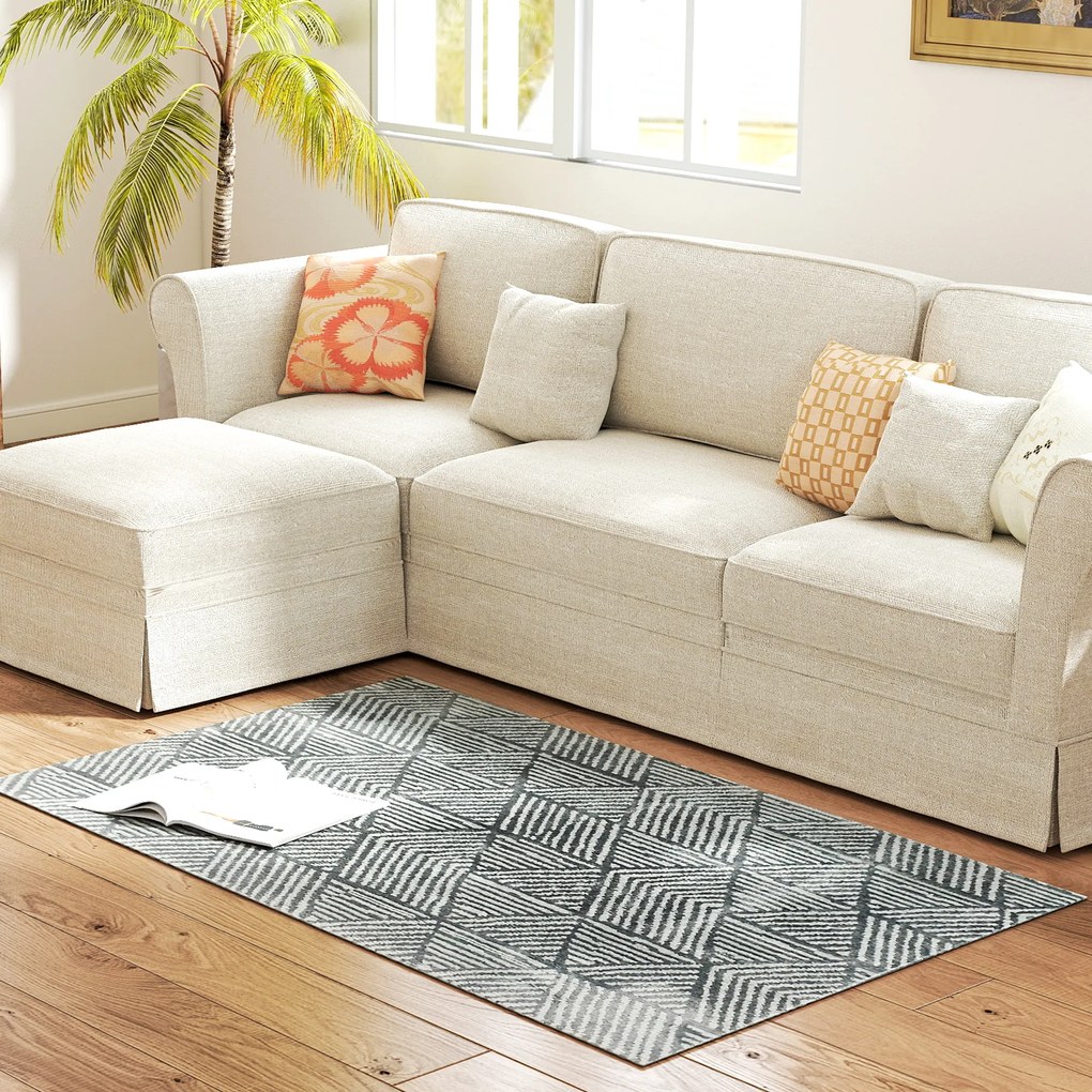 HOMCOM Nowoczesny Dywan do Salonu, Pralny, 150 x 80 cm, Ciemnoszary