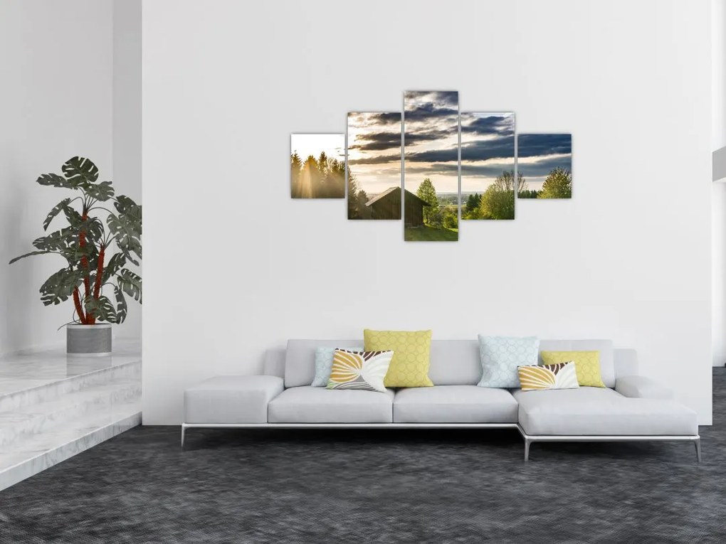 Obraz domku leśnego (125x70 cm)