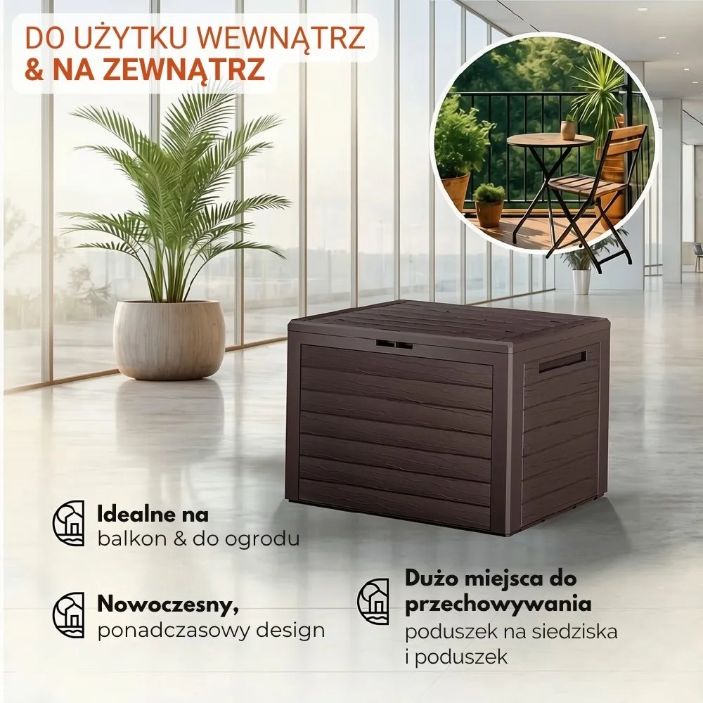 Pojemnik do przechowywania WOODEBOX, 190L, 78x44x55cm, ciemny brąz Prosperplast