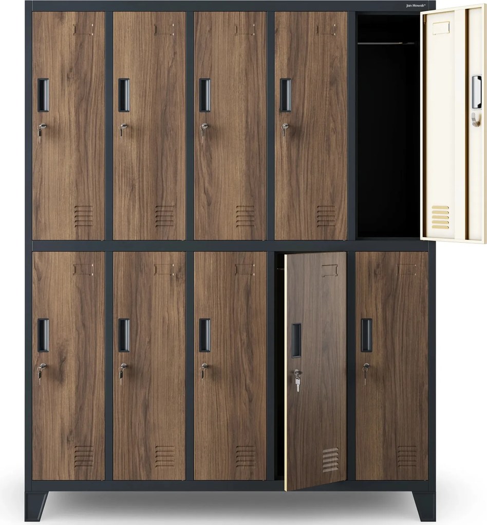 Szafa socjalna 10-drzwiowa Eco Design Bartek 136x45x172 cm antracyt/orzech