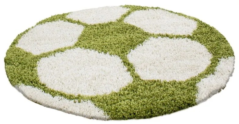 Dywan dziecięcy Shaggy Fun kremowo-zielony piłka  120 cm x 120 cm koło