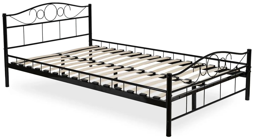 Czarne minimalistyczne łóżko metalowe 120x200 - Lorix