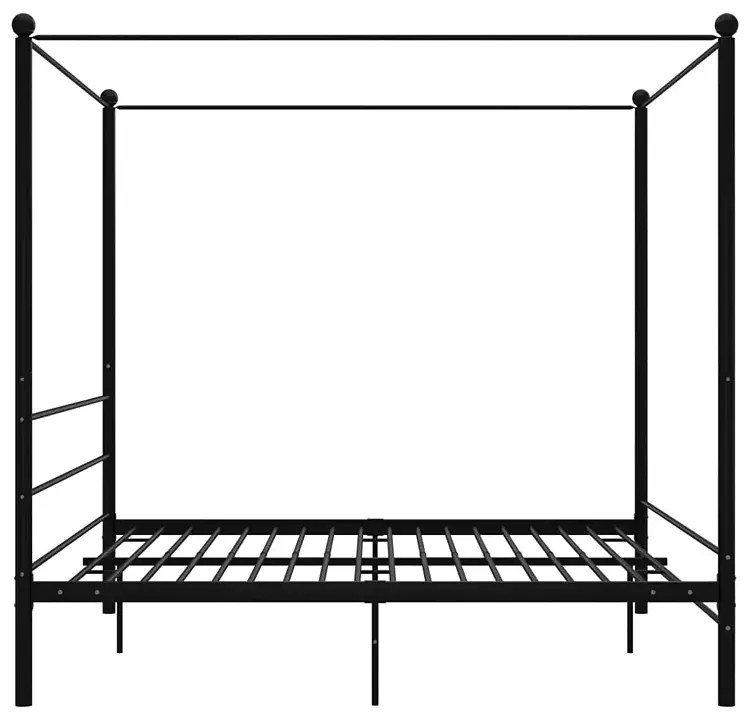 Czarne industrialne łóżko małżeńskie z baldachimem 160x200 cm - Aveiro
