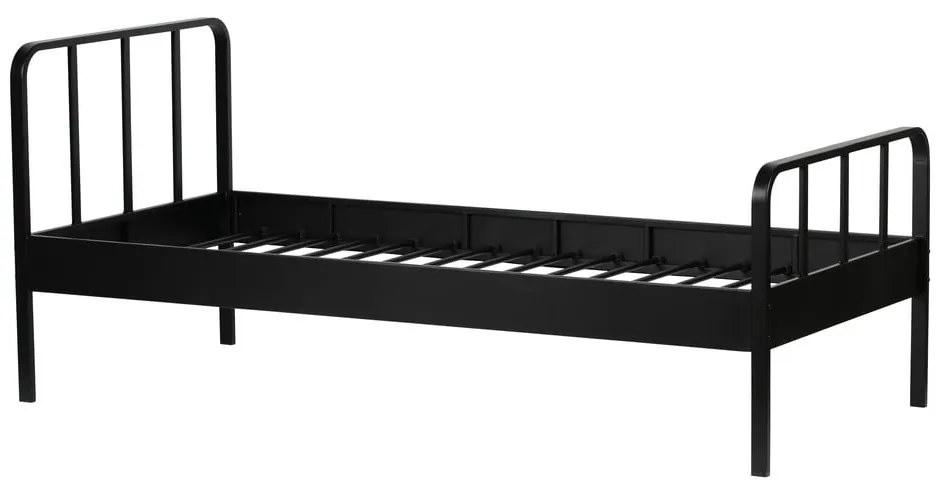 Czarne metalowe łóżko ze stelażem 90x200 cm Mees – WOOOD