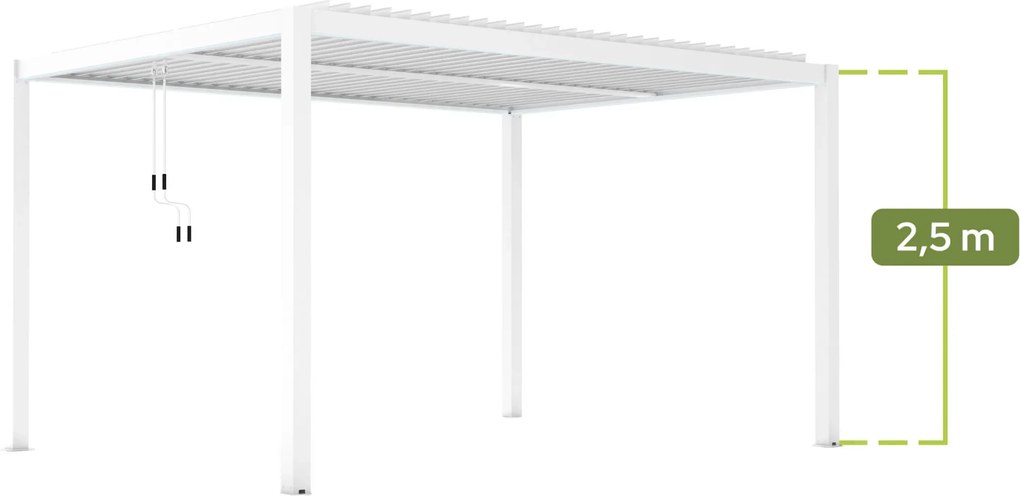 PERGOLA OGRODOWA BIAŁA MANUALNA LUXE 3x4x2.5 M Z OŚWIETLENIEM LED