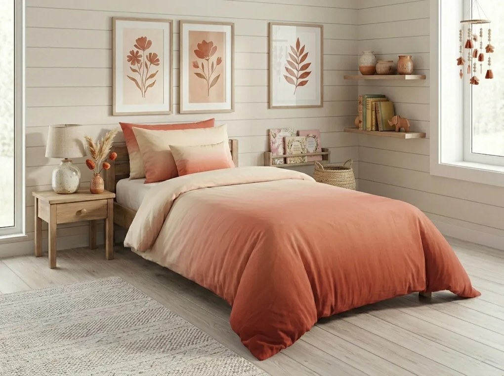 PrzytulneMieszkanie.pl PrzytulneMieszkanie.pl Pościel bawełniana OMBRE terakota Rozmiar pościeli: 2 szt 70 x 90 cm | 200 x 220 cm