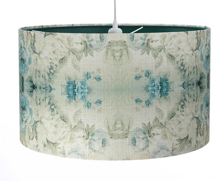 Zielona lampa wisząca z kloszem w kwiaty - S371-Terva