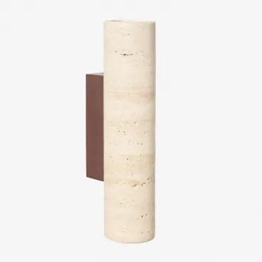 Kinkiet Ścienny Z Trawertynu I Drewna Davise ↑32 Cm - Sklum