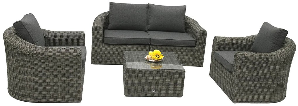 Rattanowy zestaw modułowy BORNEO LUXURY dla 4 osób (szary)