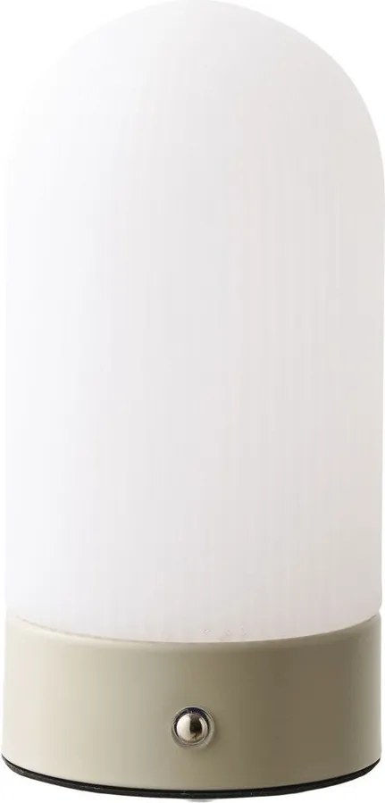 Biała/szarobrązowa metalowa lampa stołowa z plastikowym kloszem (wysokość 18 cm) Ashford – House Nordic