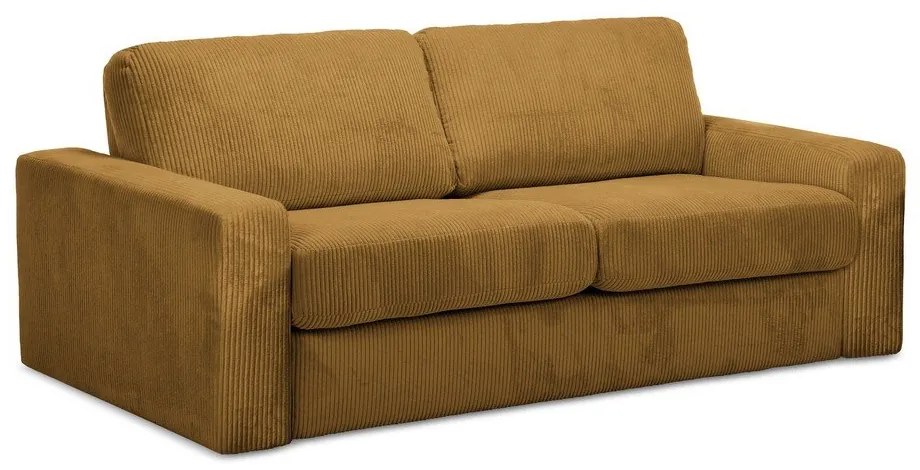 Musztardowa sztruksowa rozkładana sofa 195 cm Nona – Makamii