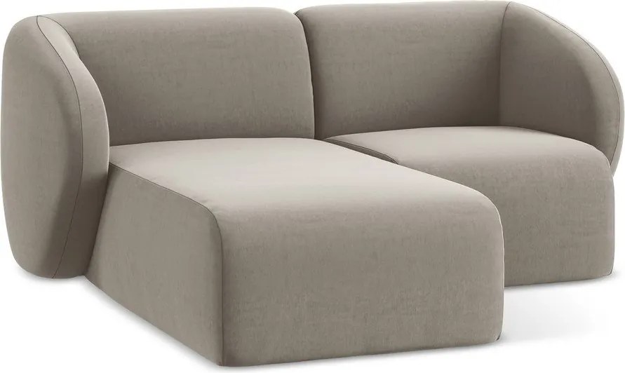 Jasnobrązowy aksamitny narożnik (lewostronny/z szezlongiem) Lani – Makamii