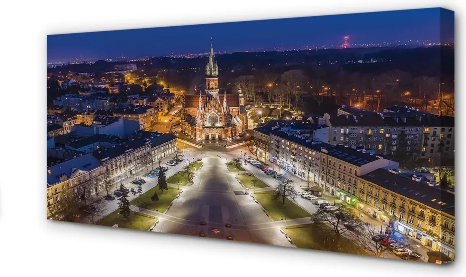 Obraz na płótnie Nocny Widok na Kościół Mariacki